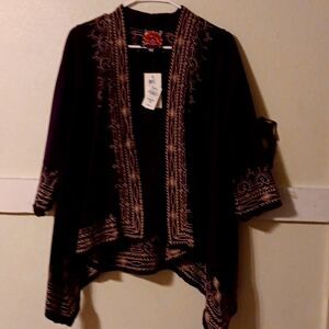 Beautiful rich purple with ivory embroidery  it is Jhonny Was .